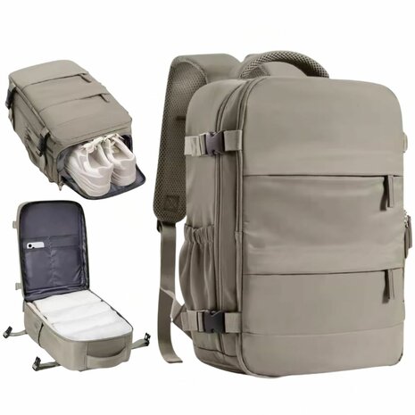 ADEL Handbagage Rugzak 40x30x20 cm Ideaal in het Vliegtuig - Waterafstotende Reistas met Schoenenvak en Handige Opbergvakken voor Zorgeloos Reizen