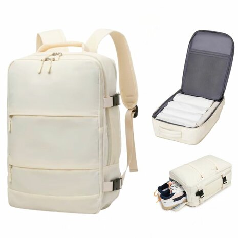 Handbagage Rugzak 40x30x20 cm Ideaal in het Vliegtuig - Waterafstotende Reistas met Schoenenvak en Handige Opbergvakken voor Zorgeloos Reizen