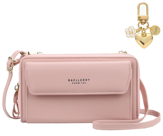 Telefoontasje Universeel met Crossbody Schouderband voor Vrije Handen - Stevig Portemonnee Telefoon Tasje met Veel Opbergruimte - Telefoontasjes voor Dames - Geschikt voor o.a. iPhone, Samsung, Honor, Google Pixel, Lenovo en Xiaomi - Roze