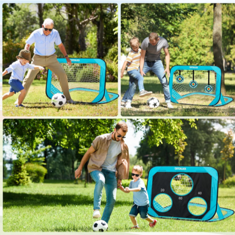 Set van 2 Voetbaldoeltjes 120 x 80 cm incl. Scoredoek - Word Voetbal Prof met deze 3 in 1 Set: Targetschijven, Doelen en Trainingsmateriaal
