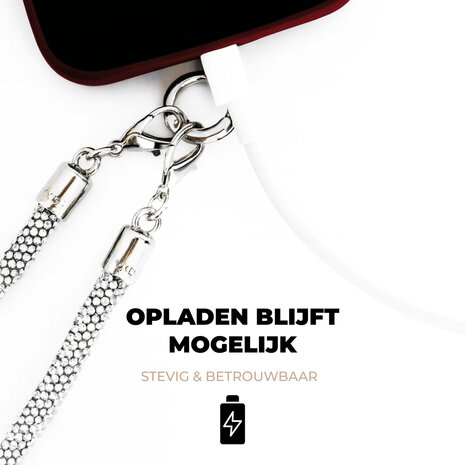 ADEL Universeel Telefoonkoord met Extra Lengte voor Crossbody - Telefoonketting 152 cm - Stevig Koord Telefoon en Smartphone - Geschikt voor o.a. iPhone, Google Pixel, Samsung, Lenovo en Xiaomi - Bling Glitter Regenboog