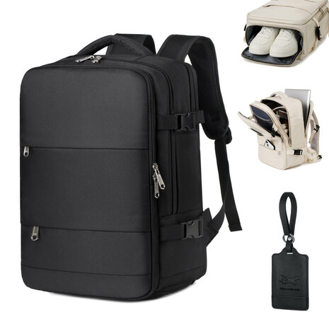 ADEL Handbagage Rugzak 40x20x25 cm Ideaal in het Vliegtuig - Waterafstotende Reistas met Schoenenvak en Handige Opbergvakken voor Zorgeloos Reizen