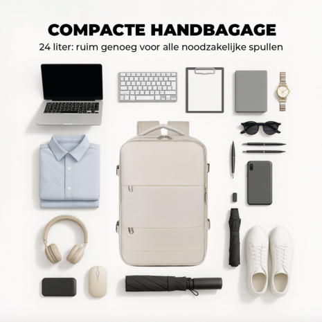 ADEL Handbagage Rugzak 40x20x25 cm Ideaal in het Vliegtuig - Waterafstotende Reistas met Schoenenvak en Handige Opbergvakken voor Zorgeloos Reizen