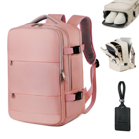 ADEL Handbagage Rugzak 40x20x25 cm Ideaal in het Vliegtuig - Waterafstotende Reistas met Schoenenvak en Handige Opbergvakken voor Zorgeloos Reizen