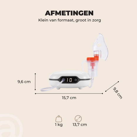 ADEL Aerosoltoestel met Digitaal Display – Veilige & Stille Nebulizer/Vernevelaar – Inhalator voor Gezonde Ademhaling bij Kinderen & Volwassenen