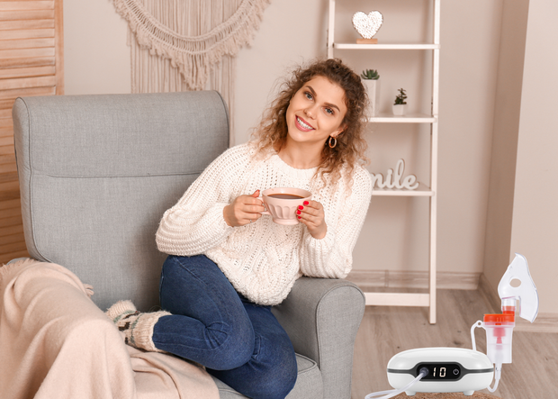 ADEL Aerosoltoestel met Digitaal Display – Veilige & Stille Nebulizer/Vernevelaar – Inhalator voor Gezonde Ademhaling bij Kinderen & Volwassenen