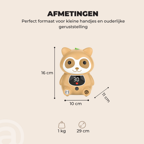 ADEL Aerosoltoestel met Digitaal Display – Veilige & Stille Nebulizer/Vernevelaar – Inhalator in Vrolijk Beer Design voor Gezonde Ademhaling bij Kinderen