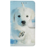 ADEL Kunstleren Book Case Portemonnee Pasjes Hoesje voor Samsung Galaxy A10/ M10 - Honden Wit_