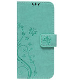 ADEL Kunstleren Book Case Pasjes Portemonnee Hoesje voor iPhone 13 Pro Max - Vlinder Groen_