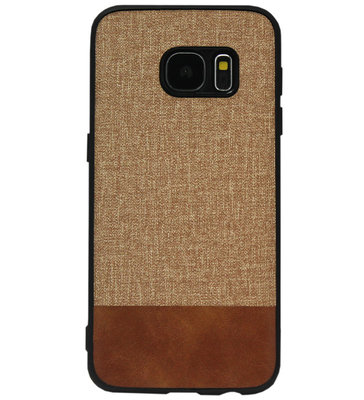 ADEL Siliconen Back Cover Softcase Hoesje voor Samsung Galaxy S6 - Stoffen Design Bruin