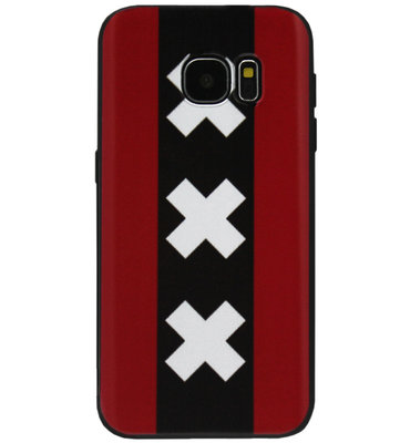 ADEL Siliconen Back Cover Softcase Hoesje voor Samsung Galaxy S6 Edge - Andreaskruisen Amsterdam