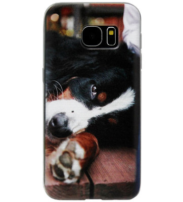 ADEL Siliconen Back Cover Softcase Hoesje voor Samsung Galaxy S6 Edge - Berner Sennenhond