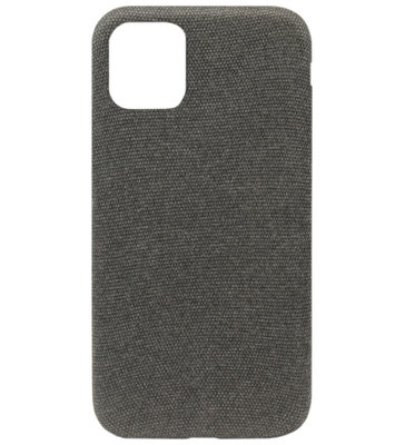 ADEL Siliconen Back Cover Softcase hoesje voor iPhone 11 Pro - Stoffen Design Zwart