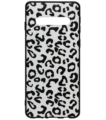 ADEL Siliconen Back Cover Softcase Hoesje voor Samsung Galaxy S10 - Luipaard Wit