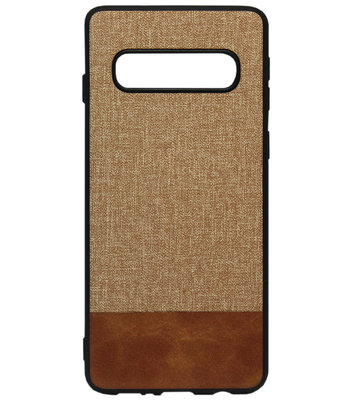 ADEL Siliconen Back Cover Softcase Hoesje voor Samsung Galaxy S10e - Stoffen Design Bruin