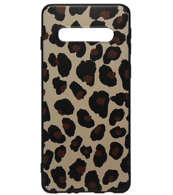 ADEL Siliconen Back Cover Softcase Hoesje voor Samsung Galaxy S10 Plus - Luipaard Bruin