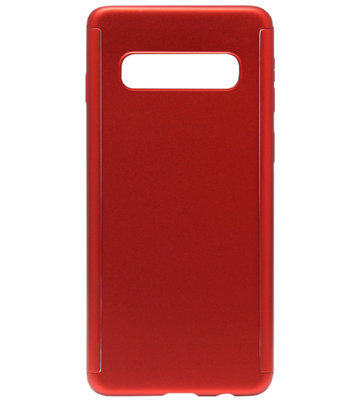 ADEL Kunststof Back Cover Hoesje met Screenprotector voor Samsung Galaxy S10 Plus - Rood