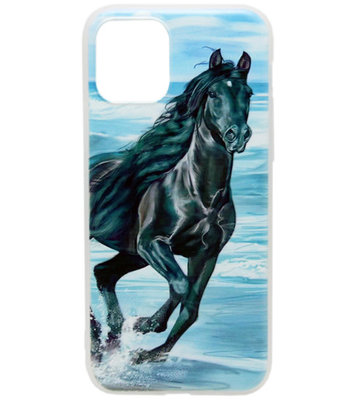 ADEL Siliconen Back Cover hoesje voor iPhone 11 Pro Max - Zwart Paard
