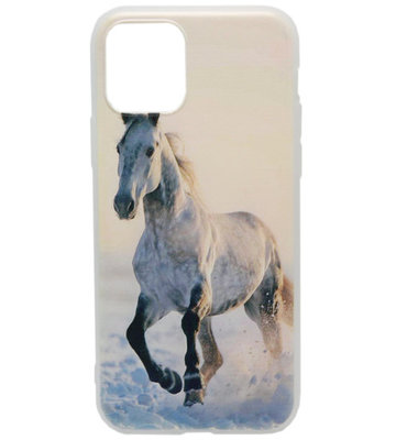 ADEL Siliconen Back Cover hoesje voor iPhone 11 Pro Max - Wit Paard
