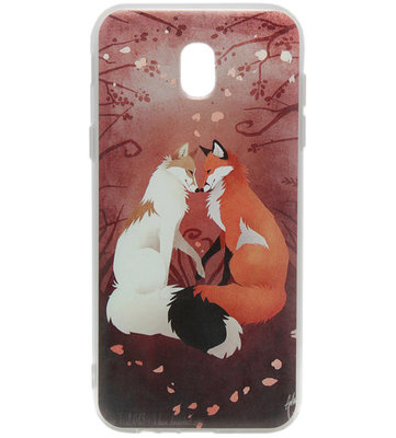 ADEL Siliconen Back Cover Softcase Hoesje voor Samsung Galaxy J7 (2017) - Vossen Familie