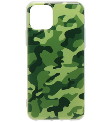 ADEL Siliconen Back Cover Softcase hoesje voor iPhone 11 Pro Max - Camouflage Groen