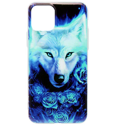ADEL Siliconen Back Cover Softcase hoesje voor iPhone 11 Pro Max - Wolf Blauw