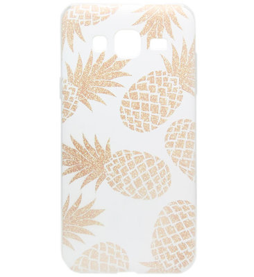 ADEL Siliconen Back Cover Softcase hoesje voor Samsung Galaxy J3 (2015)/ J3 (2016) - Ananas Goud