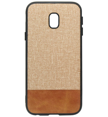 ADEL Siliconen Back Cover Softcase Hoesje voor Samsung Galaxy J3 (2017) - Stoffen Design Bruin