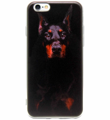 ADEL Siliconen Back Cover Softcase Hoesje voor iPhone 6/6S - Dobermann Pinscher Hond