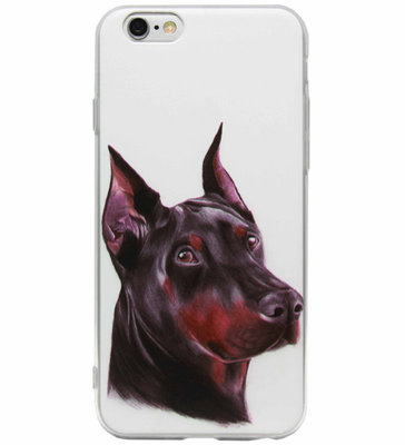 ADEL Siliconen Back Cover Softcase Hoesje voor iPhone 6/6S - Dobermann Pinscher Hond