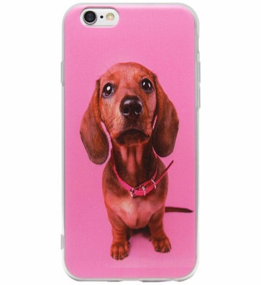 ADEL Siliconen Back Cover Softcase Hoesje voor iPhone 6(S) Plus - Teckel Hond