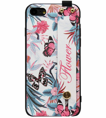 ADEL Siliconen Back Cover Softcase Hoesje voor iPhone SE (2022/ 2020)/ 8/ 7 - Vlinders en Bloemen