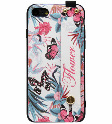 ADEL Siliconen Back Cover Softcase Hoesje voor iPhone 8 Plus/ 7 Plus - Vlinders en Bloemen