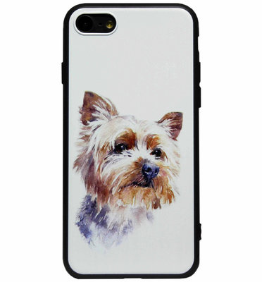 ADEL Siliconen Back Cover Softcase Hoesje voor iPhone SE (2022/ 2020)/ 8/ 7 - Yorkshire Terrier Hond