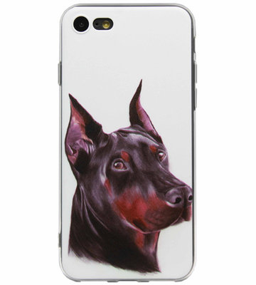 ADEL Siliconen Back Cover Softcase Hoesje voor iPhone 8 Plus/ 7 Plus - Dobermann Pinscher Hond