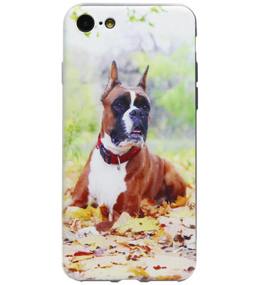 ADEL Siliconen Back Cover Softcase Hoesje voor iPhone SE (2020)/ 8/ 7 - Boxer Hond