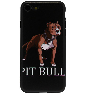 ADEL Siliconen Back Cover Softcase Hoesje voor iPhone 8 Plus/ 7 Plus - Pitbull Hond