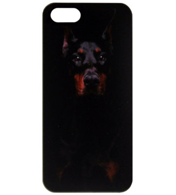 ADEL Siliconen Back Cover Softcase Hoesje voor iPhone 5/5S/SE - Dobermann Pinscher Hond