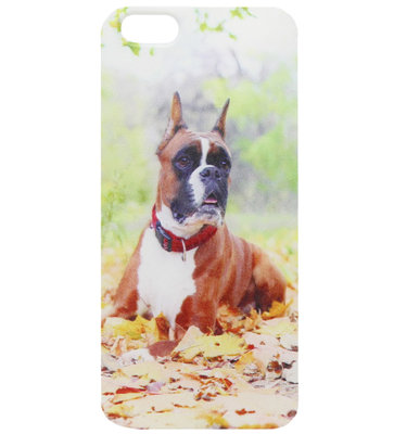 ADEL Siliconen Back Cover Softcase Hoesje voor iPhone 5/5S/SE - Boxer Hond