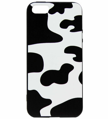 ADEL Siliconen Back Cover Softcase Hoesje voor iPhone 5/5S/SE - Koeienhuid
