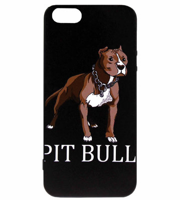 ADEL Siliconen Back Cover Softcase Hoesje voor iPhone 5/5S/SE - Pitbull Hond