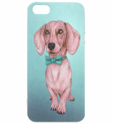 ADEL Siliconen Back Cover Softcase Hoesje voor iPhone 5/5S/SE - Teckel Hond