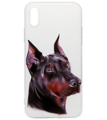 ADEL Siliconen Back Cover Softcase Hoesje voor iPhone XS/X - Dobermann Pinscher Hond