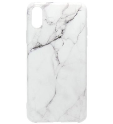 ADEL Siliconen Back Cover Softcase Hoesje voor iPhone XS/X - Marmer Wit