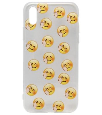 ADEL Siliconen Back Cover Softcase Hoesje voor iPhone XS/X - Smileys Emoticons Middelvinger