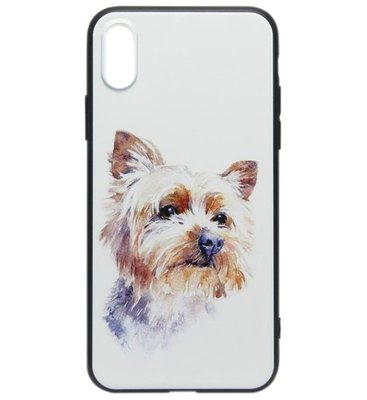 ADEL Siliconen Back Cover Softcase Hoesje voor iPhone XS/X - Yorkshire Terrier Hond