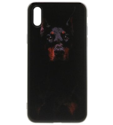 ADEL Siliconen Back Cover Softcase Hoesje voor iPhone XR - Dobermann Pinscher Hond