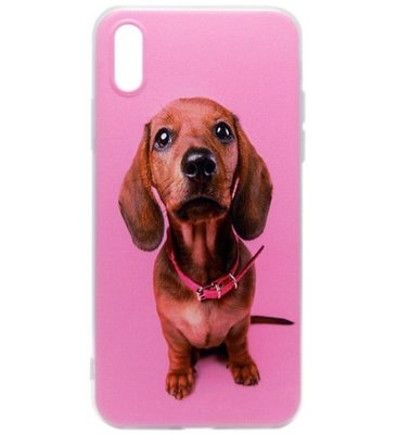 ADEL Siliconen Back Cover Softcase Hoesje voor iPhone XS Max - Teckel Hond
