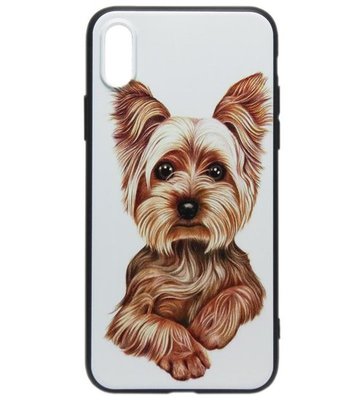 ADEL Siliconen Back Cover Softcase Hoesje voor iPhone XS Max - Yorkshire Terrier Hond