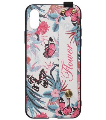 ADEL Siliconen Back Cover Softcase Hoesje voor iPhone XS/X - Vlinders en Bloemen